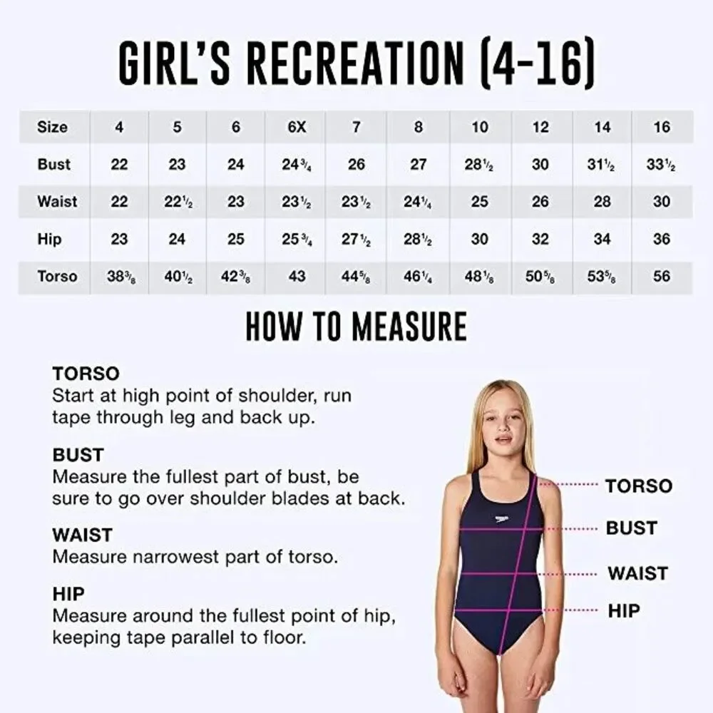 Speedo Girl's Swimsuit One Piece Solid Cross Back Multi‎ Straps, Size 14